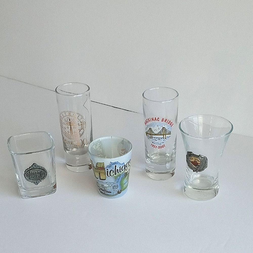 Novelty Shot Glasses of Michigan Set of 5